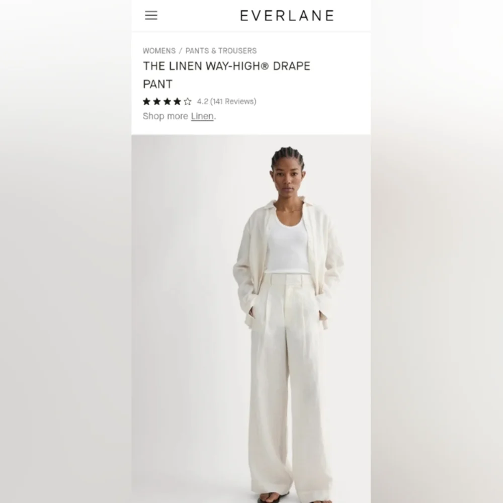 Everlane 100% Linen Pants. Green. Size 6. Waist 29. Perfect Condition. - Picture 4 of 17